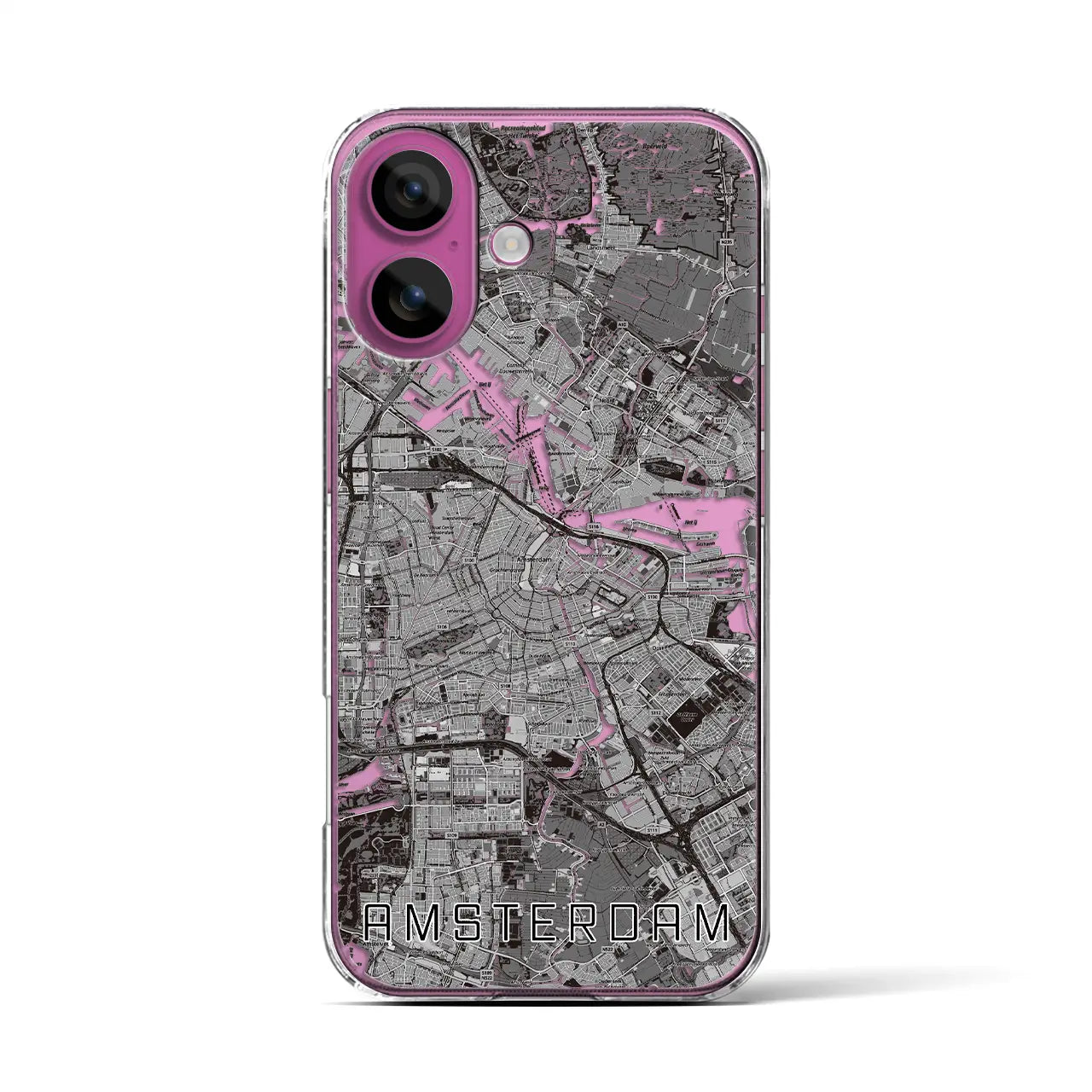 【アムステルダム（オランダ）】地図柄iPhoneケース（クリアタイプ）