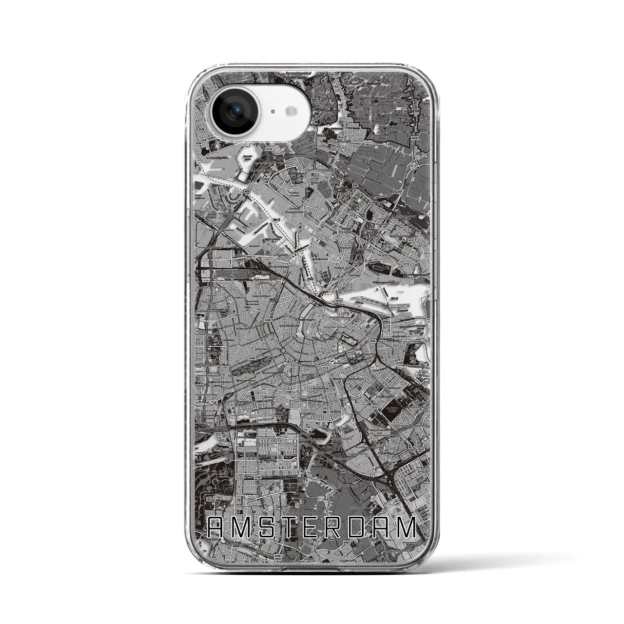【アムステルダム（オランダ）】地図柄iPhoneケース（クリアタイプ）