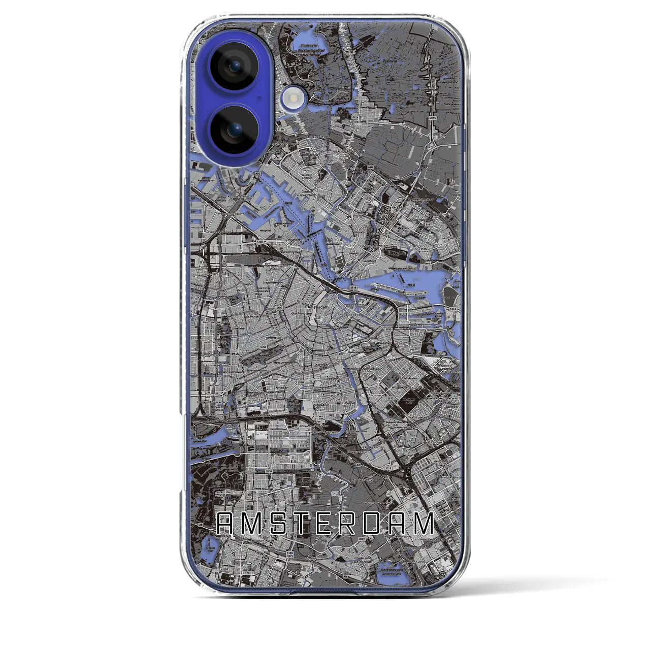 【アムステルダム（オランダ）】地図柄iPhoneケース（クリアタイプ）