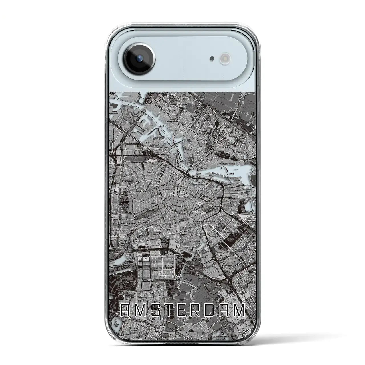 【アムステルダム（オランダ）】地図柄iPhoneケース（クリアタイプ）モノトーン・iPhone 17 Pro Max 用