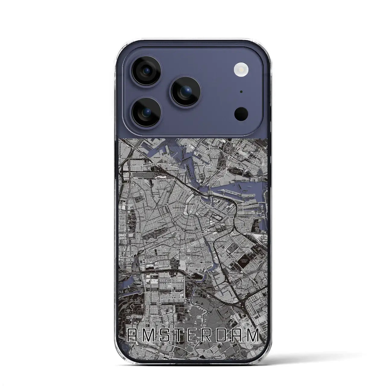【アムステルダム（オランダ）】地図柄iPhoneケース（クリアタイプ）