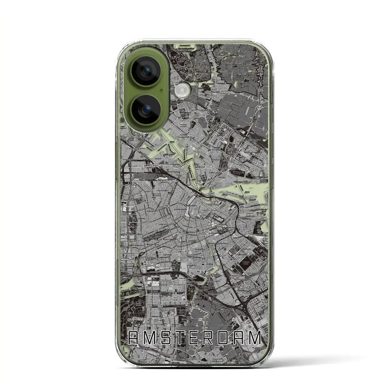 【アムステルダム（オランダ）】地図柄iPhoneケース（クリアタイプ）