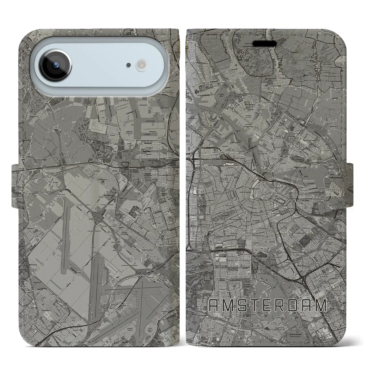 【アムステルダム（オランダ）】地図柄iPhoneケース（手帳タイプ）