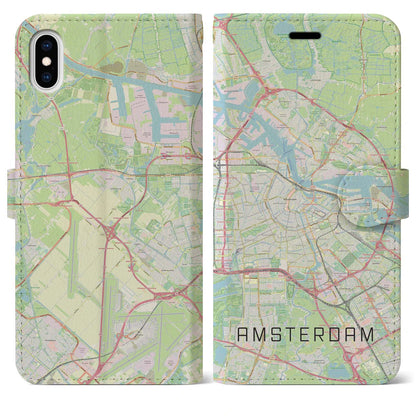 【アムステルダム（オランダ）】地図柄iPhoneケース（手帳タイプ）ナチュラル・iPhone XS Max 用