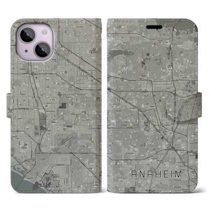 【アナハイム（アメリカ）】地図柄iPhoneケース（手帳タイプ）モノトーン・iPhone 14 用
