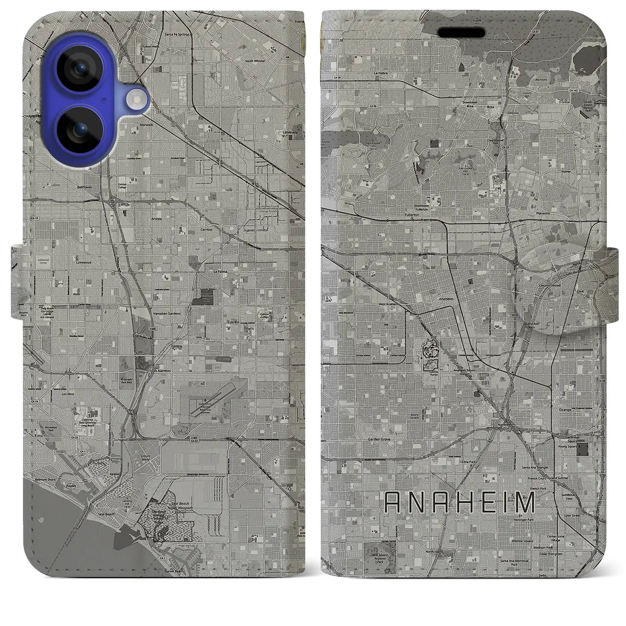 【アナハイム（アメリカ）】地図柄iPhoneケース（手帳タイプ）