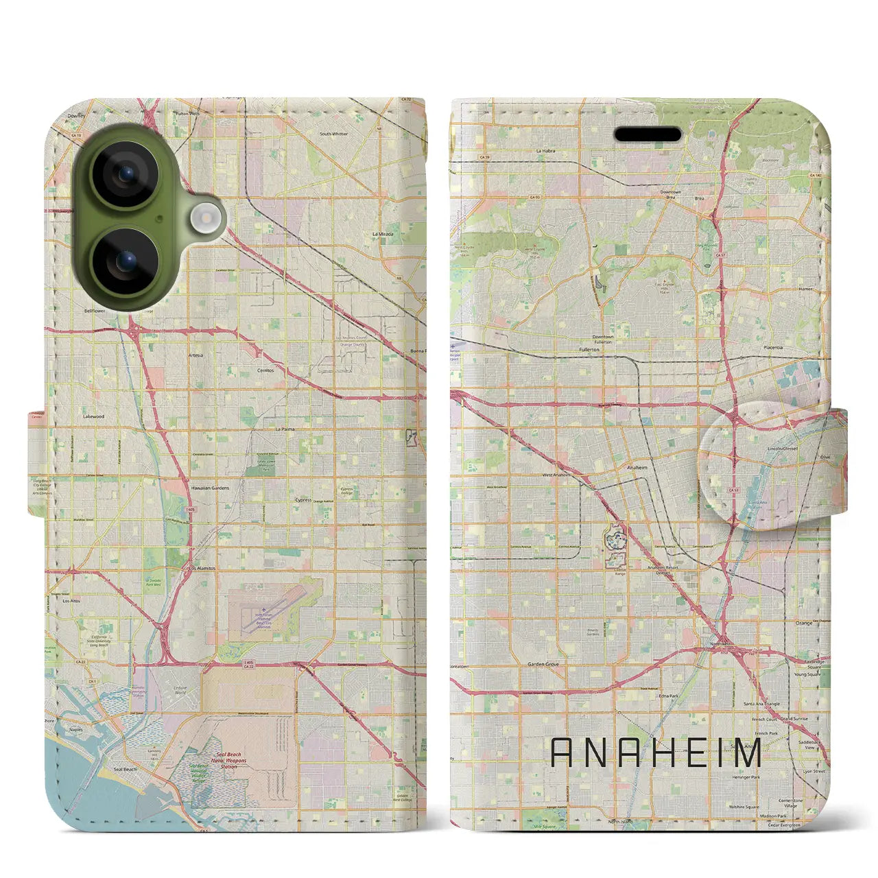 【アナハイム（アメリカ）】地図柄iPhoneケース（手帳タイプ）