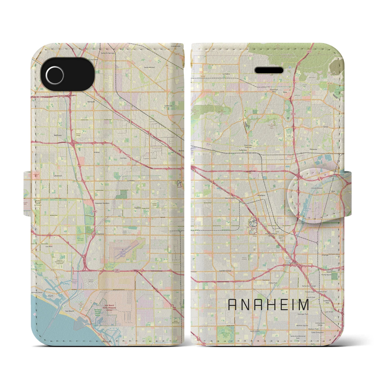【アナハイム（アメリカ）】地図柄iPhoneケース（手帳タイプ）