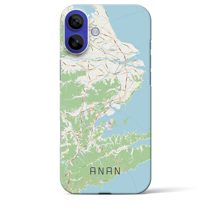 【阿南（徳島県）】地図柄iPhoneケース（バックカバータイプ）ブラック・iPhone 16 Pro Max 用