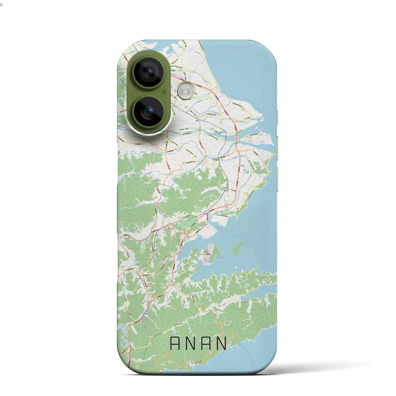 【阿南（徳島県）】地図柄iPhoneケース（バックカバータイプ）