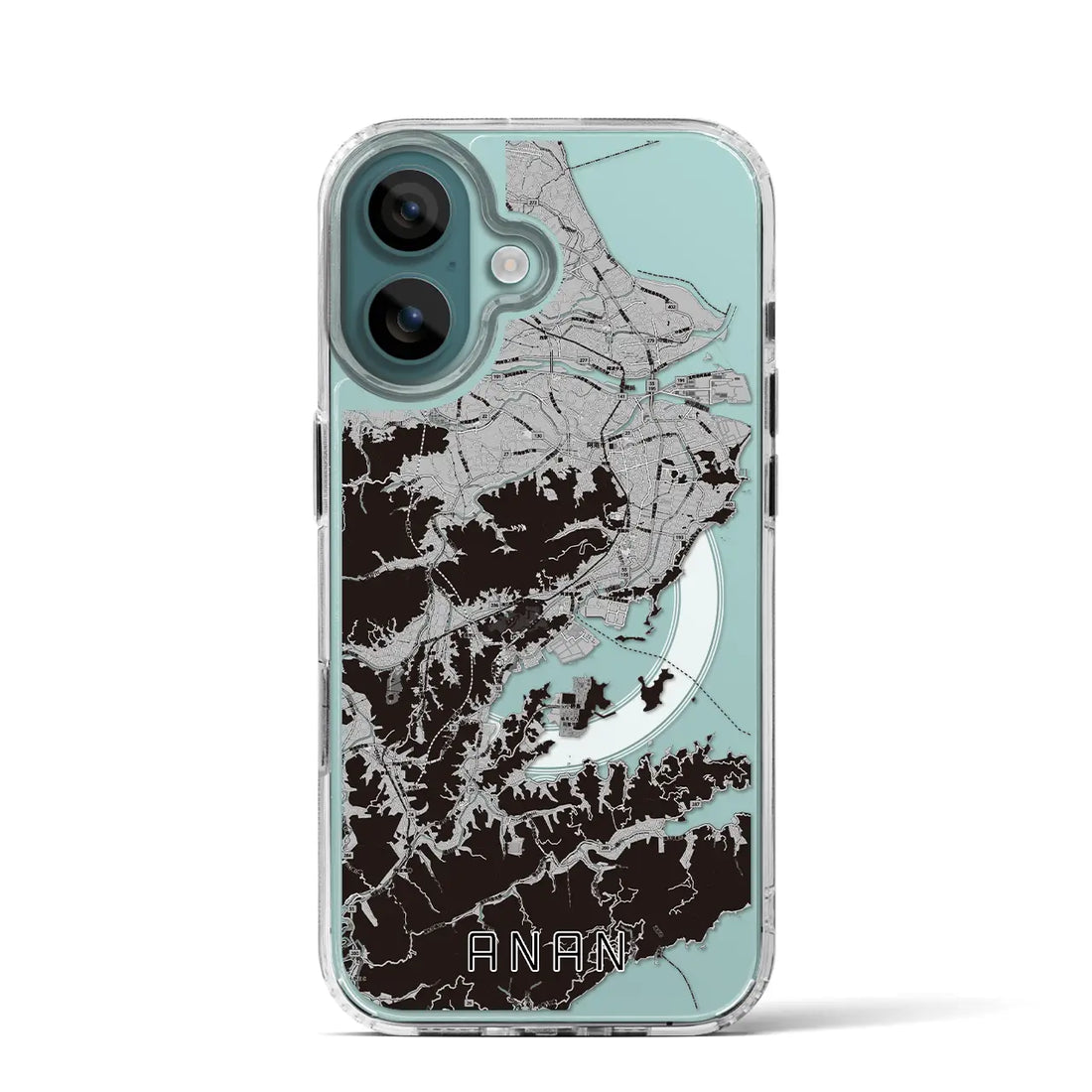 【阿南(徳島県)】地図柄iPhoneケース(MagSafeタイプ)モノトーン・iPhone 16 Pro 用