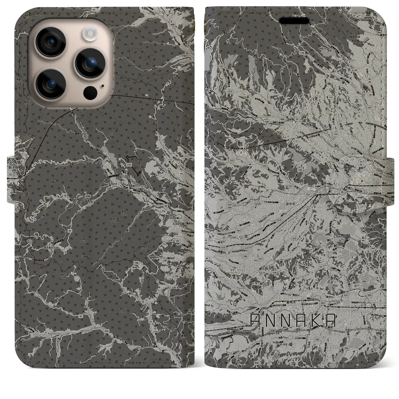 【安中（群馬県）】地図柄iPhoneケース（手帳タイプ）