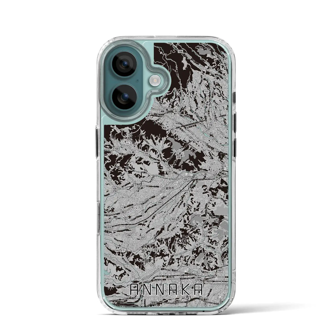 【安中(群馬県)】地図柄iPhoneケース(MagSafeタイプ)モノトーン・iPhone 16 Pro 用