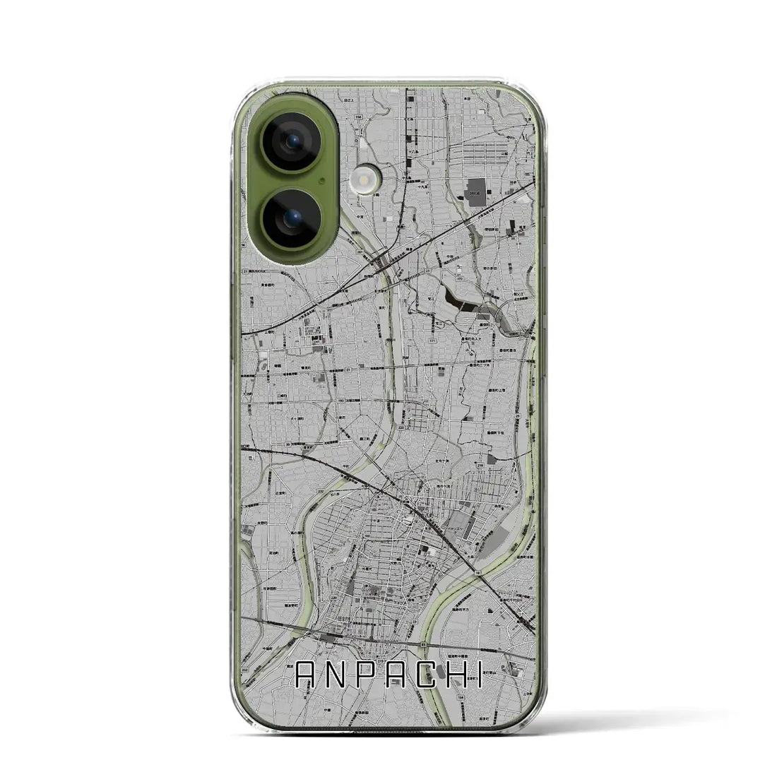 【安八（岐阜県）】地図柄iPhoneケース（クリアタイプ）モノトーン・iPhone 17 Pro Max 用