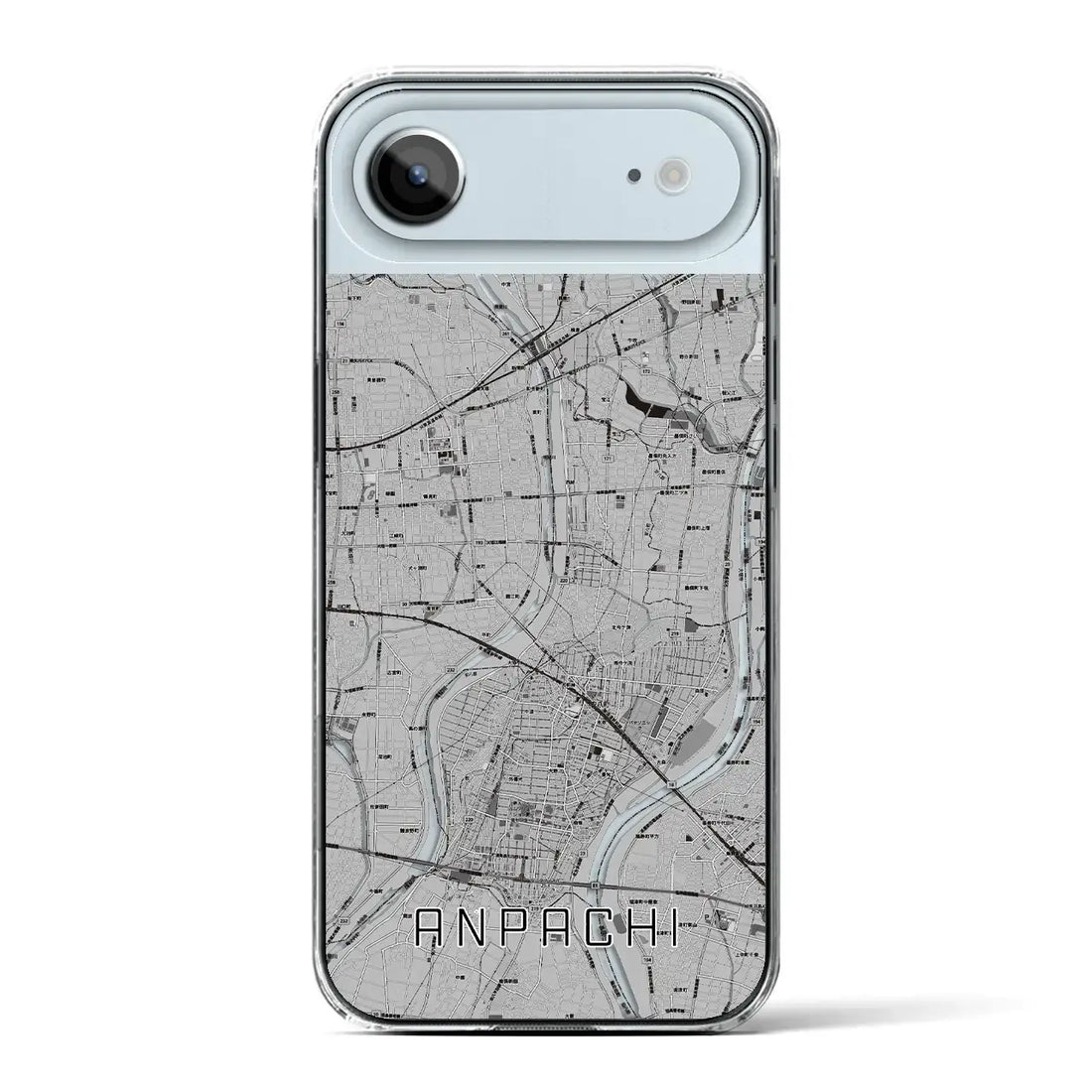 【安八（岐阜県）】地図柄iPhoneケース（クリアタイプ）モノトーン・iPhone 17 Pro Max 用