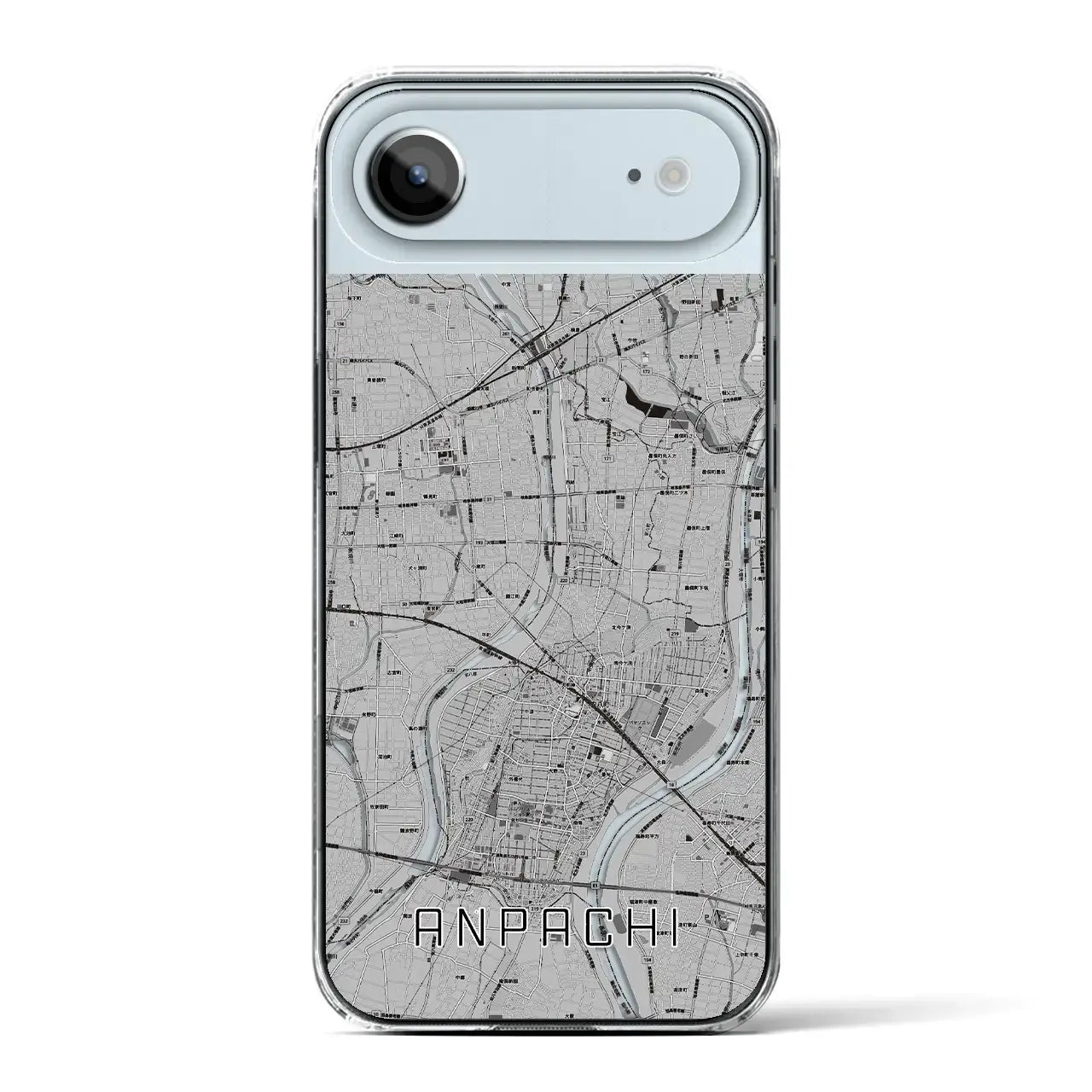 【安八（岐阜県）】地図柄iPhoneケース（クリアタイプ）モノトーン・iPhone 17 Pro Max 用