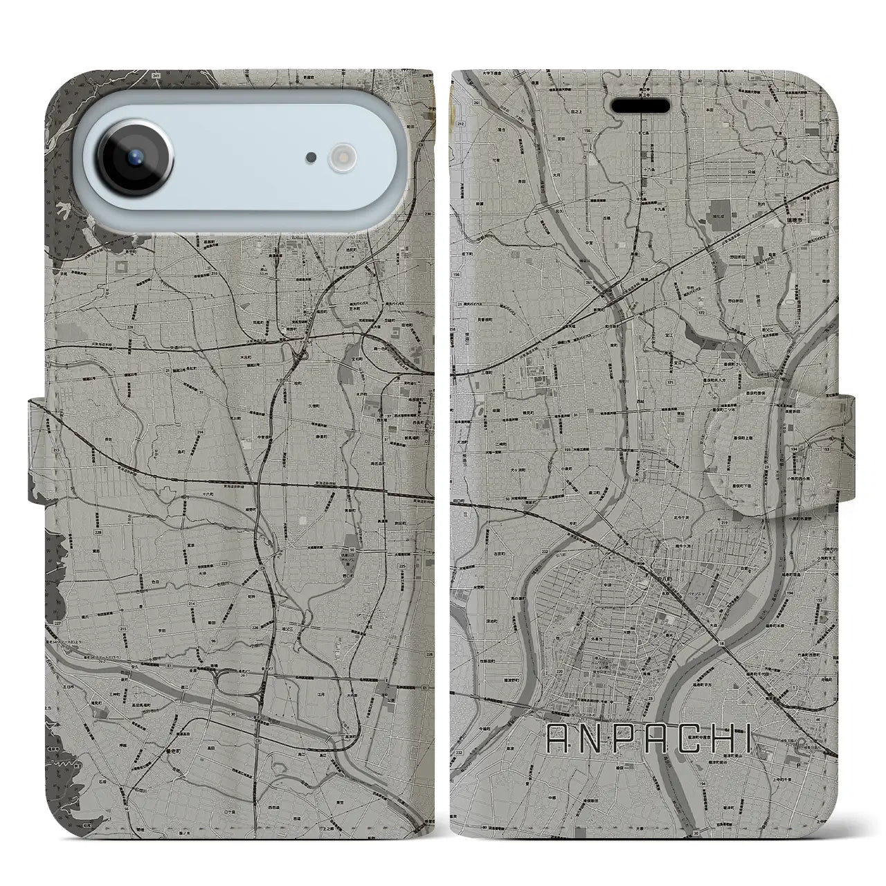 【安八（岐阜県）】地図柄iPhoneケース（手帳タイプ）