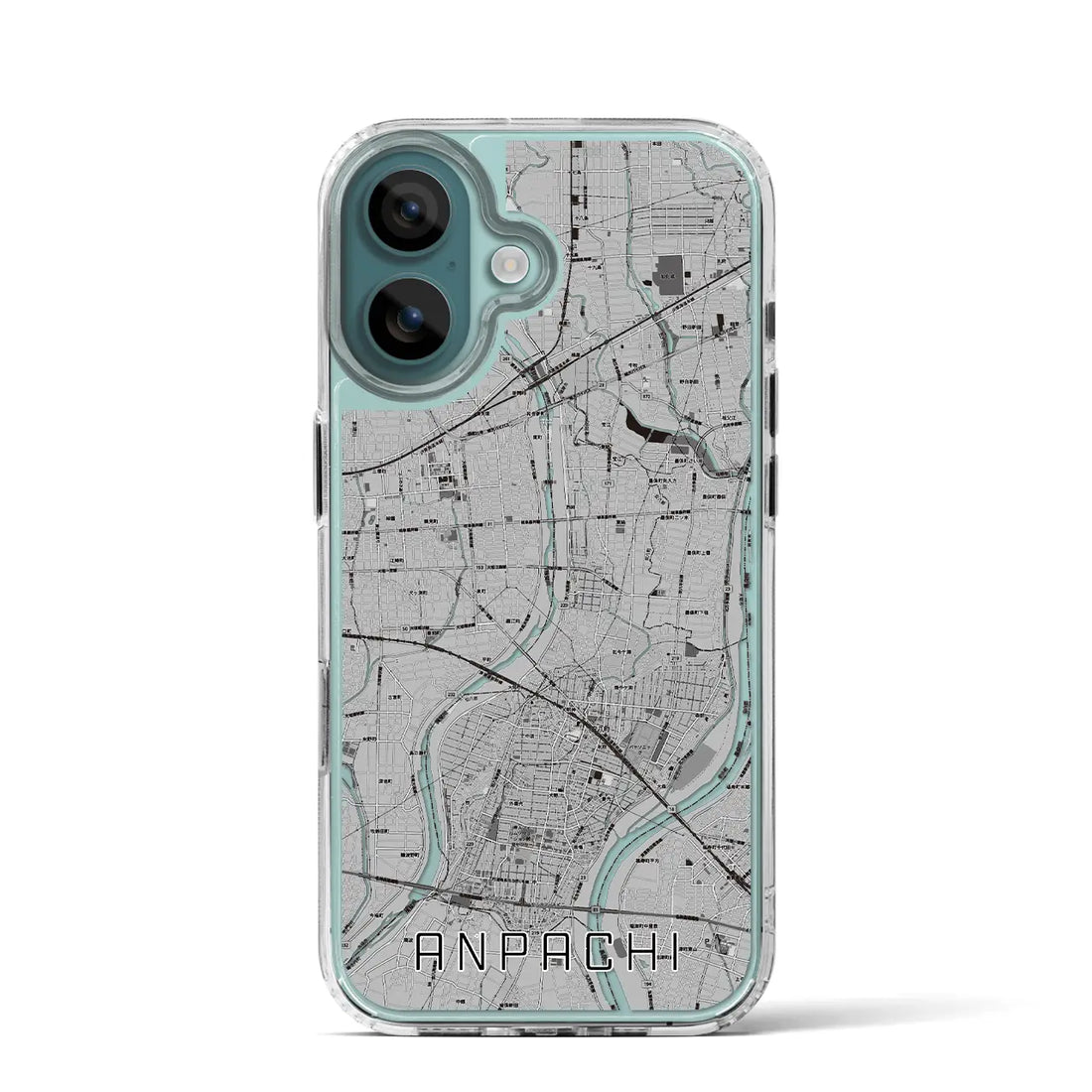 【安八（岐阜県）】地図柄iPhoneケース（MagSafeタイプ）モノトーン・iPhone 16 Pro 用