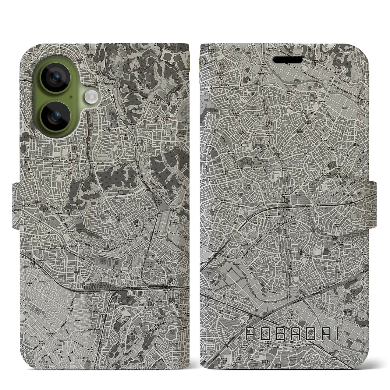 【青葉台（神奈川県）】地図柄iPhoneケース（手帳タイプ）