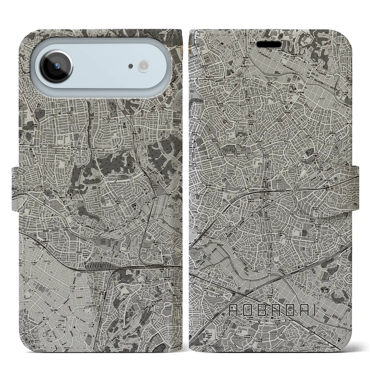 【青葉台（神奈川県）】地図柄iPhoneケース（手帳タイプ）