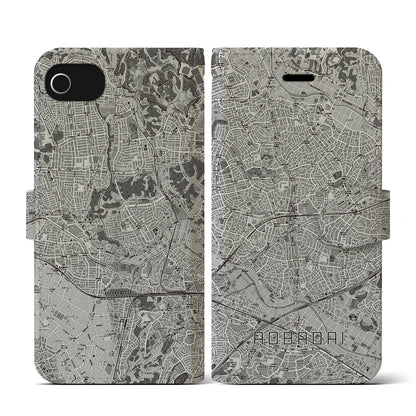 【青葉台（神奈川県）】地図柄iPhoneケース（手帳タイプ）モノトーン・iPhone SE（第3 / 第2世代） / 8 / 7 / 6s / 6 用