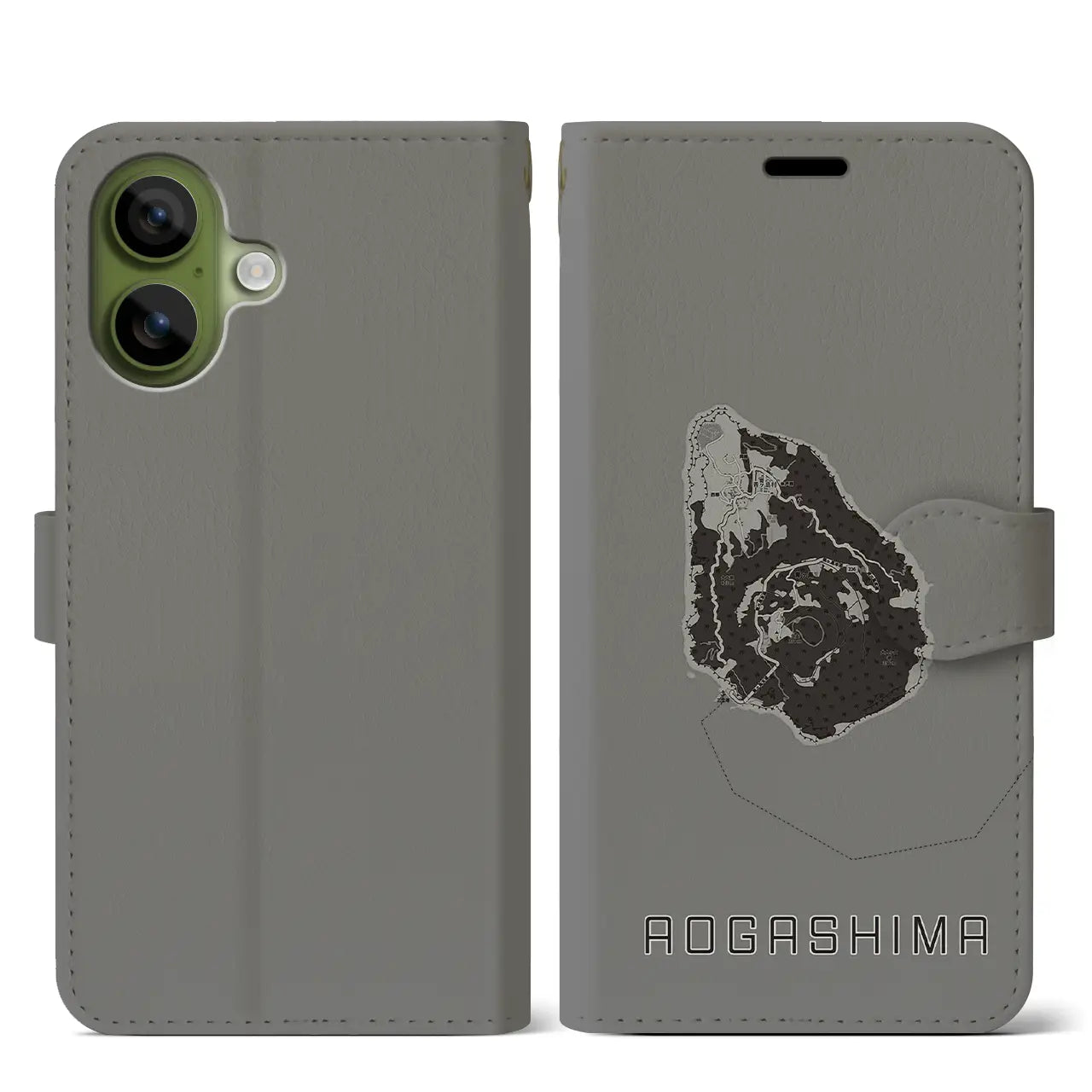 【青ヶ島（東京都）】地図柄iPhoneケース（手帳タイプ）