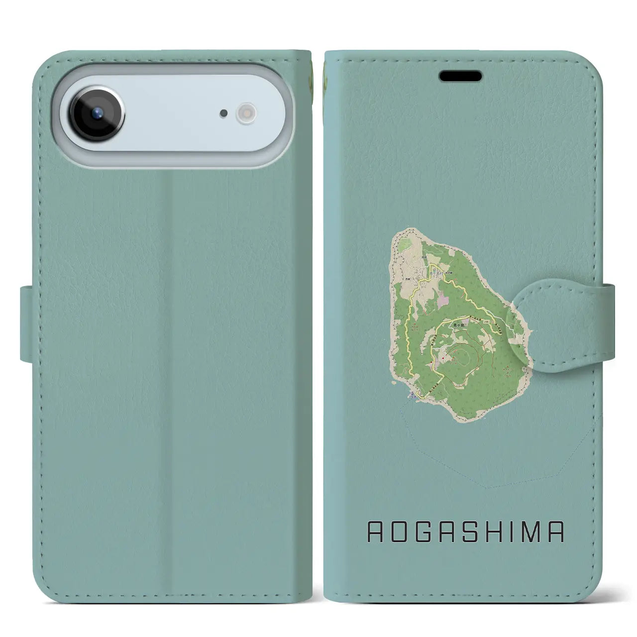 【青ヶ島（東京都）】地図柄iPhoneケース（手帳タイプ）ナチュラル・iPhone 17 Pro Max 用