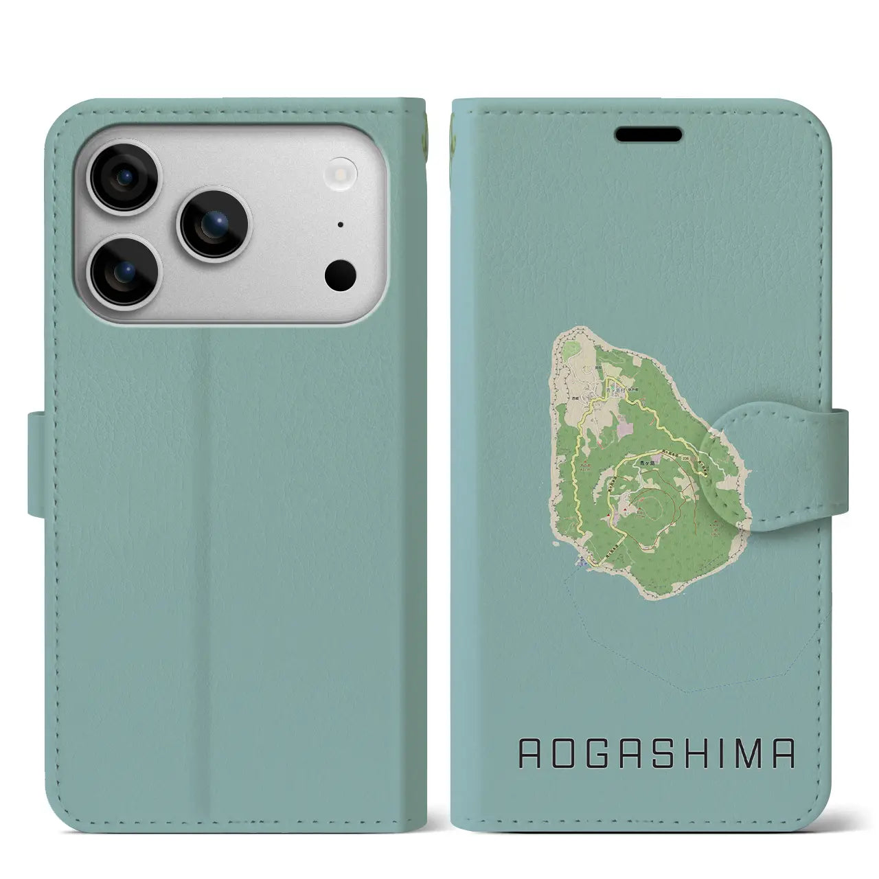 【青ヶ島（東京都）】地図柄iPhoneケース（手帳タイプ）