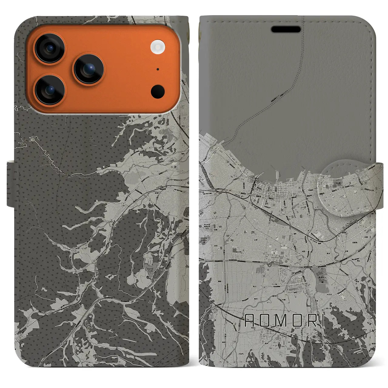 【青森2（青森県）】地図柄iPhoneケース（手帳タイプ）