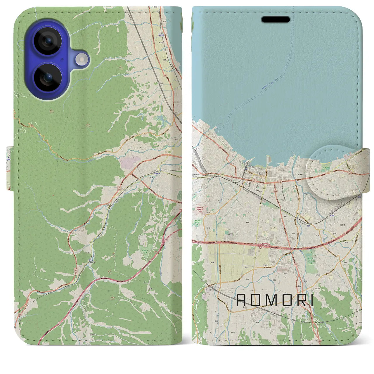 【青森2（青森県）】地図柄iPhoneケース（手帳タイプ）
