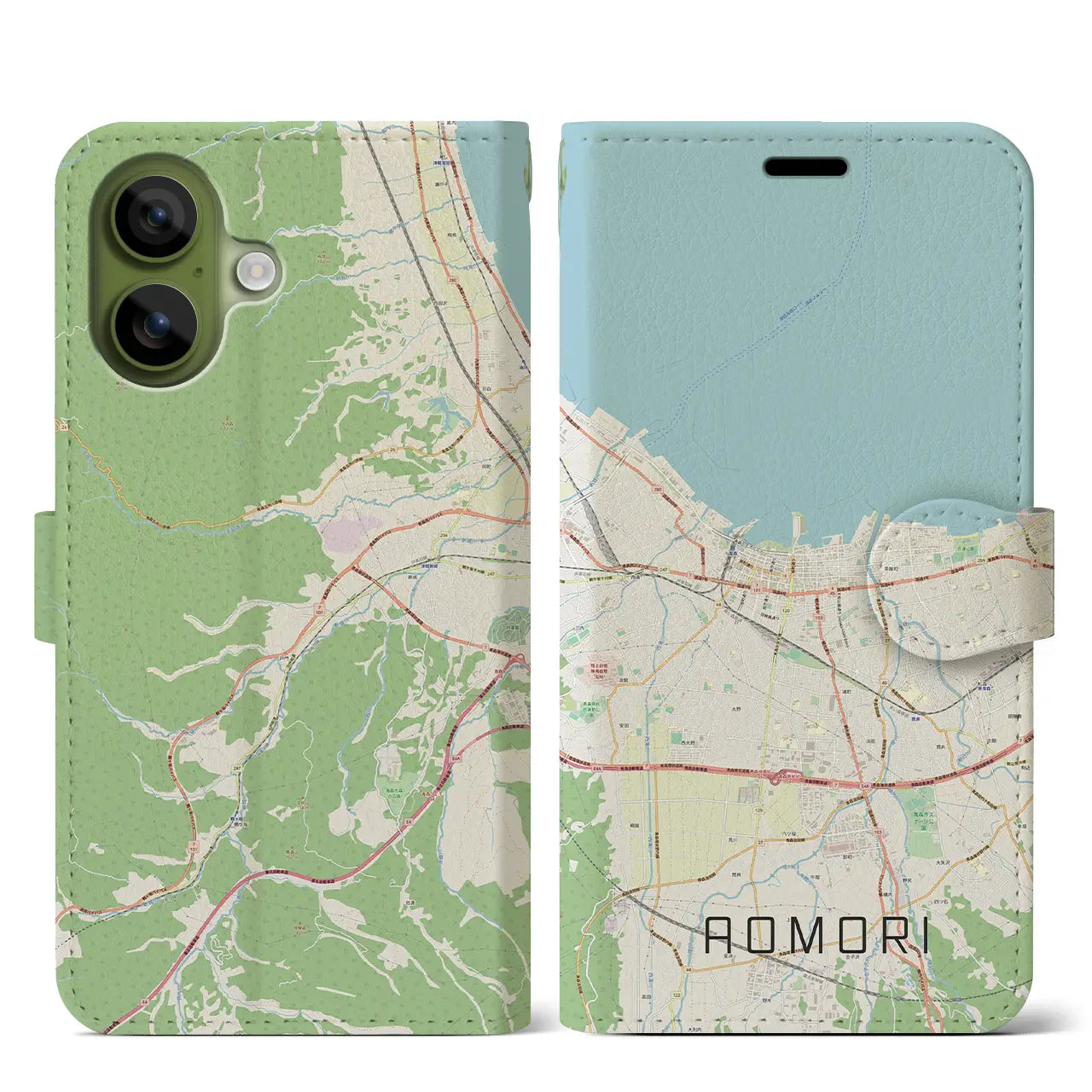 【青森2（青森県）】地図柄iPhoneケース（手帳タイプ）