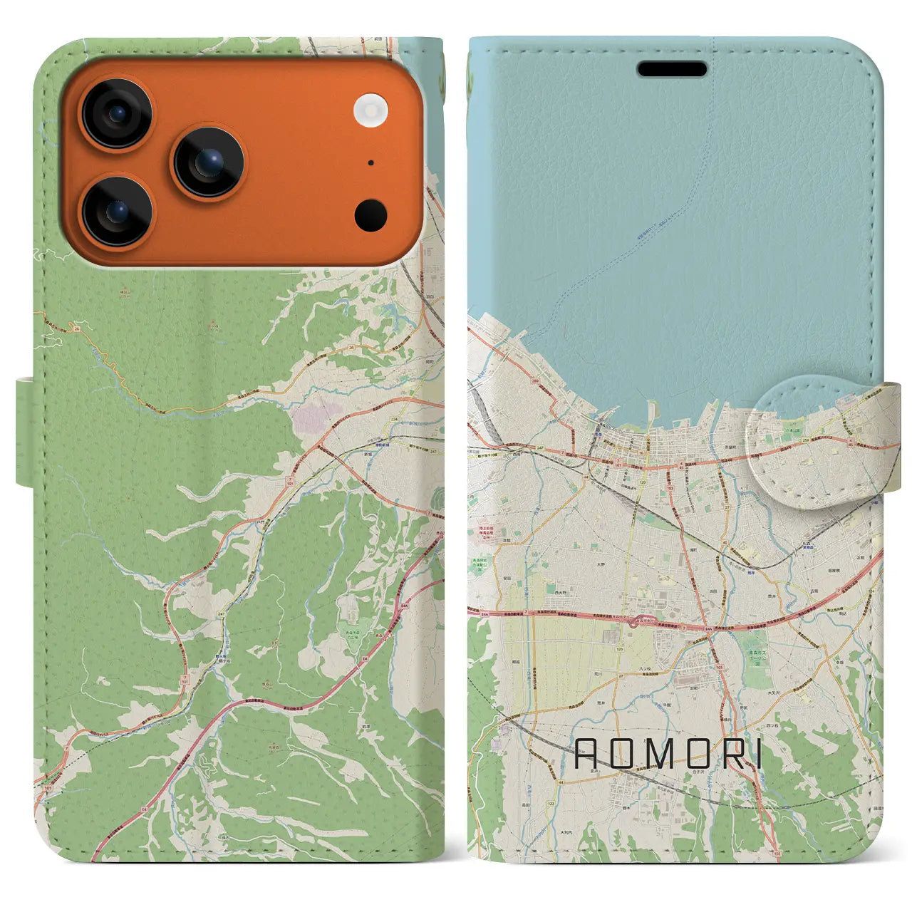 【青森2（青森県）】地図柄iPhoneケース（手帳タイプ）