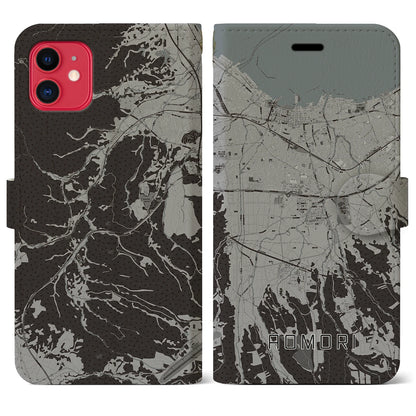 【青森（青森県）】地図柄iPhoneケース（手帳タイプ）モノトーン・iPhone 11 用