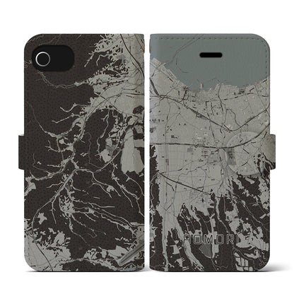 【青森（青森県）】地図柄iPhoneケース（手帳タイプ）モノトーン・iPhone SE（第3 / 第2世代） / 8 / 7 / 6s / 6 用