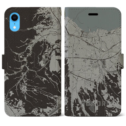 【青森（青森県）】地図柄iPhoneケース（手帳タイプ）モノトーン・iPhone XR 用