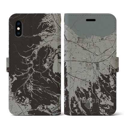 【青森（青森県）】地図柄iPhoneケース（手帳タイプ）モノトーン・iPhone XS / X 用