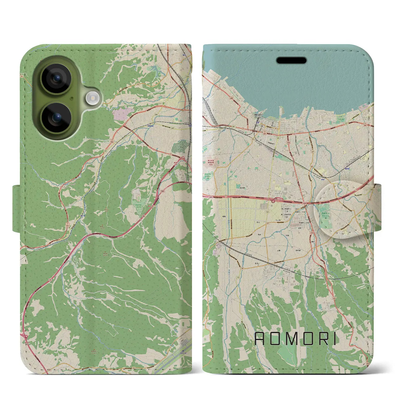 【青森（青森県）】地図柄iPhoneケース（手帳タイプ）