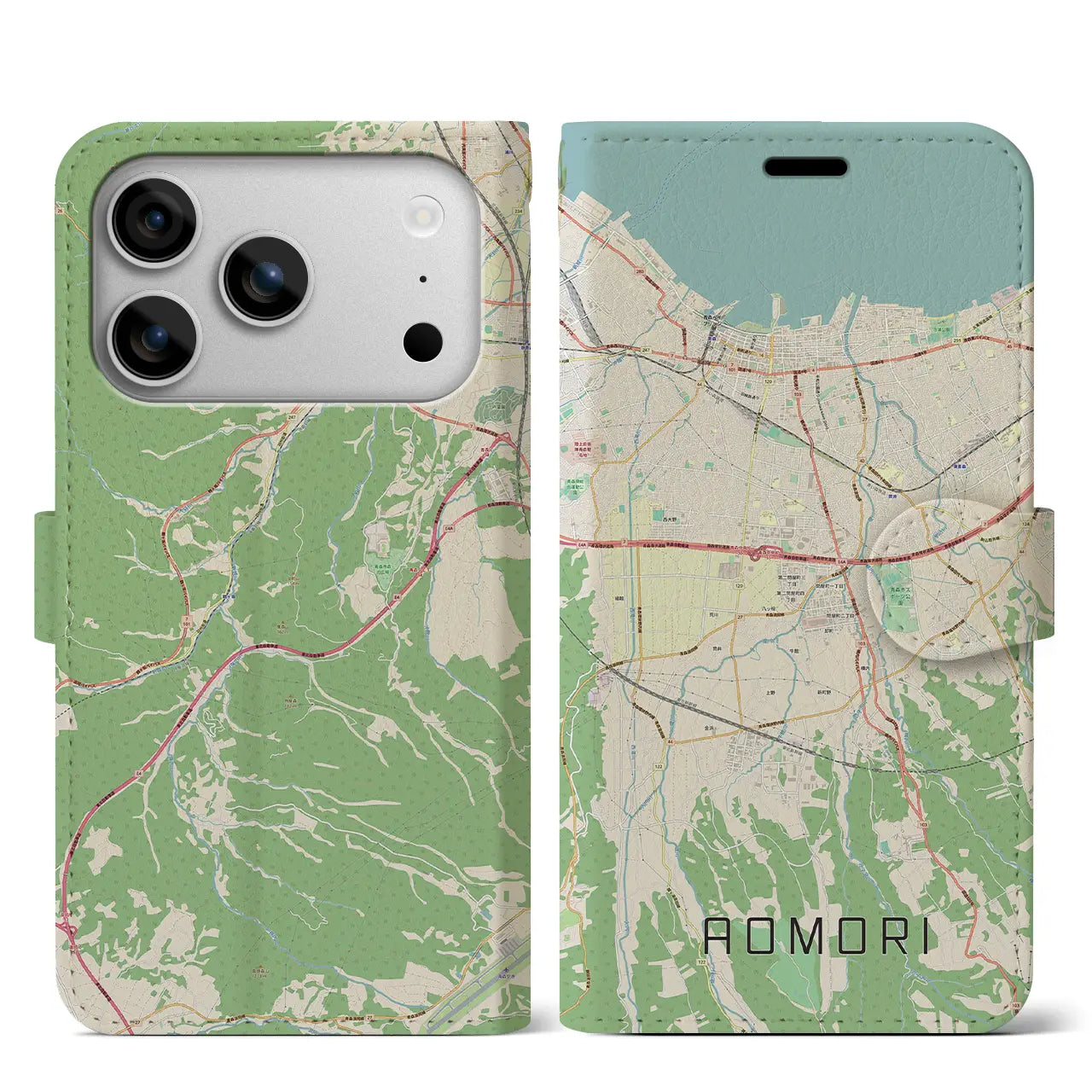 【青森（青森県）】地図柄iPhoneケース（手帳タイプ）