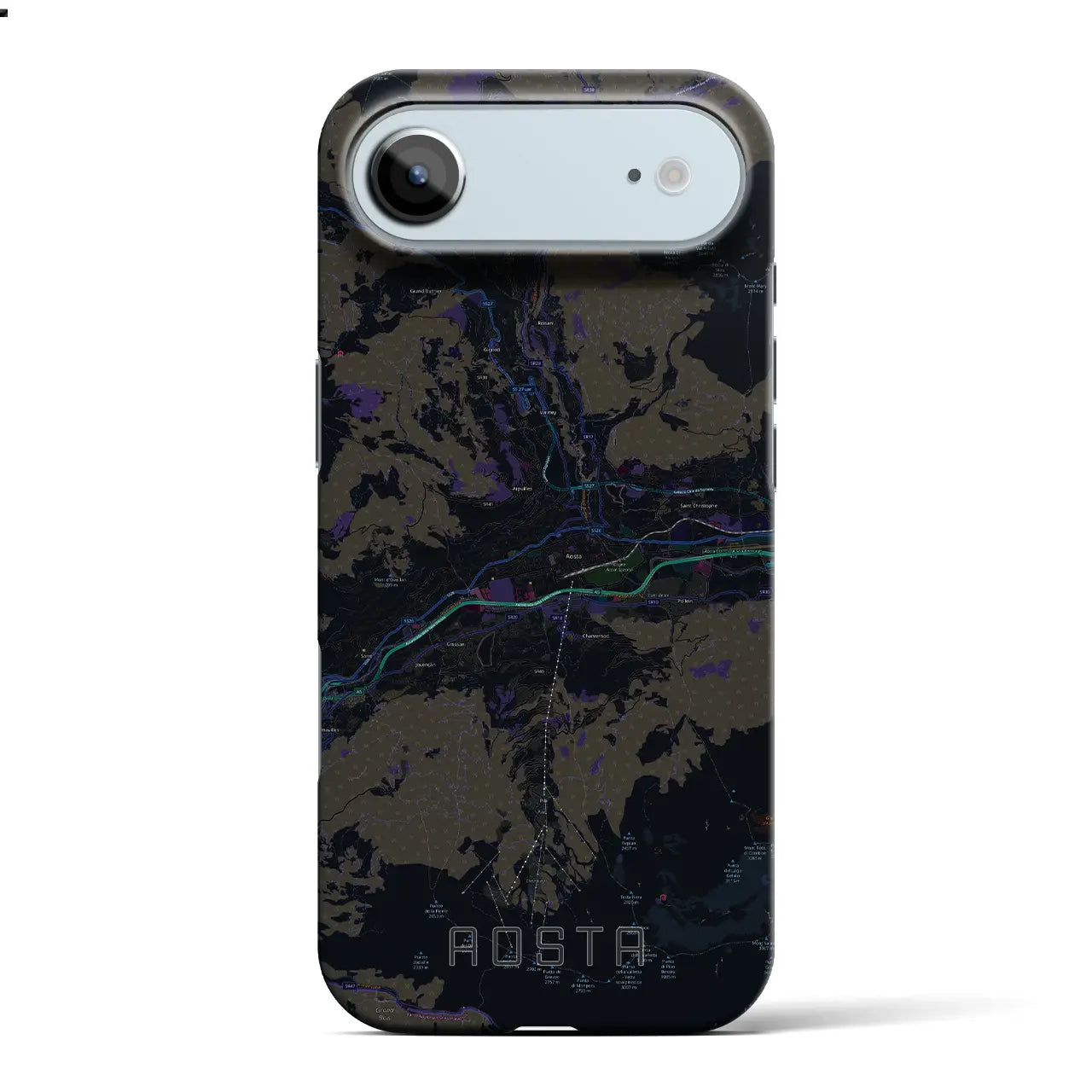 【アオスタ（イタリア）】地図柄iPhoneケース（バックカバータイプ）