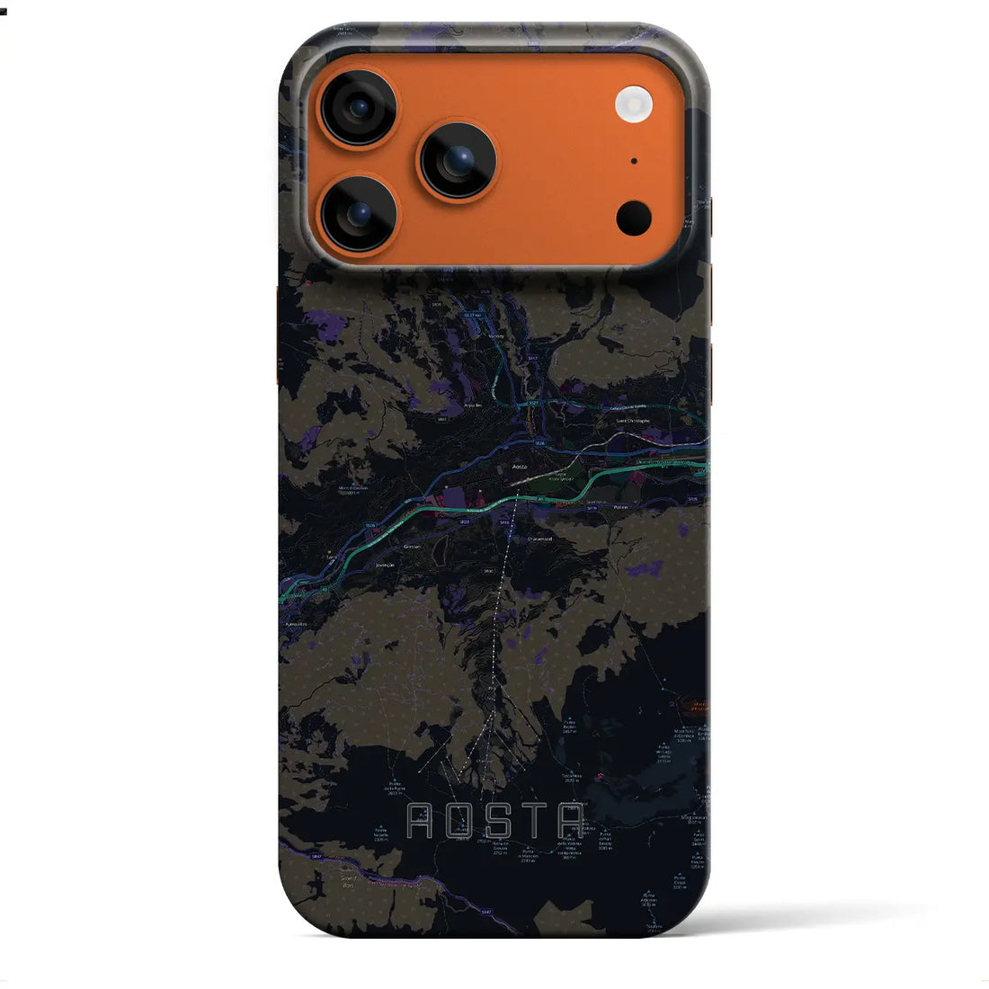 【アオスタ（イタリア）】地図柄iPhoneケース（バックカバータイプ）