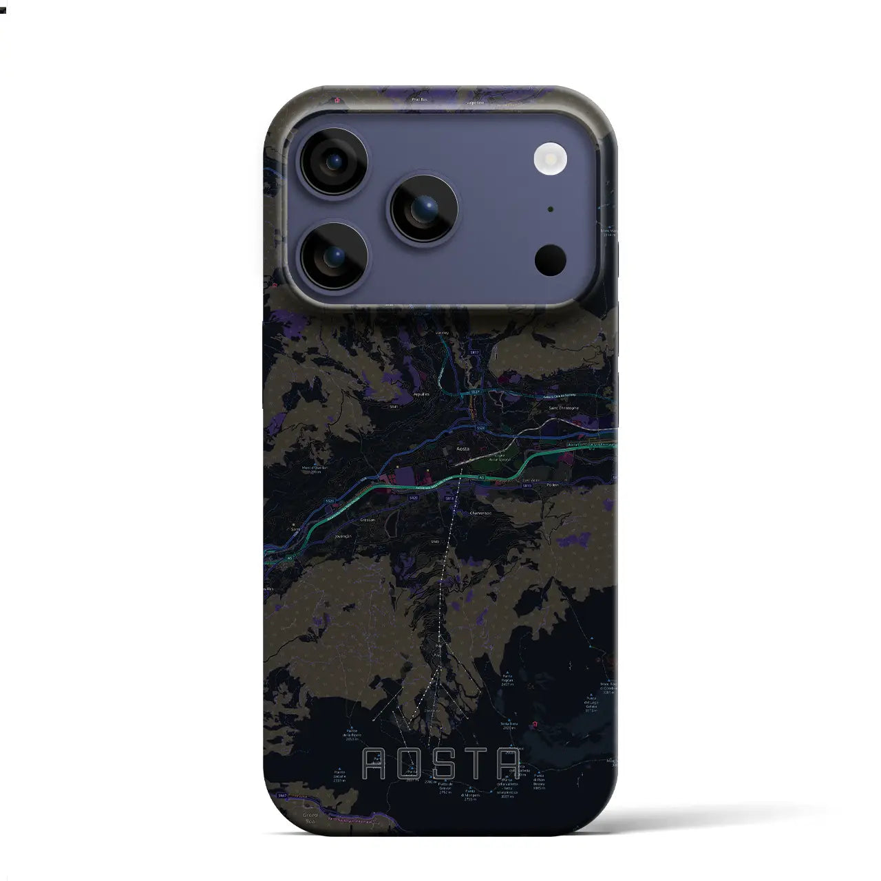 【アオスタ（イタリア）】地図柄iPhoneケース（バックカバータイプ）