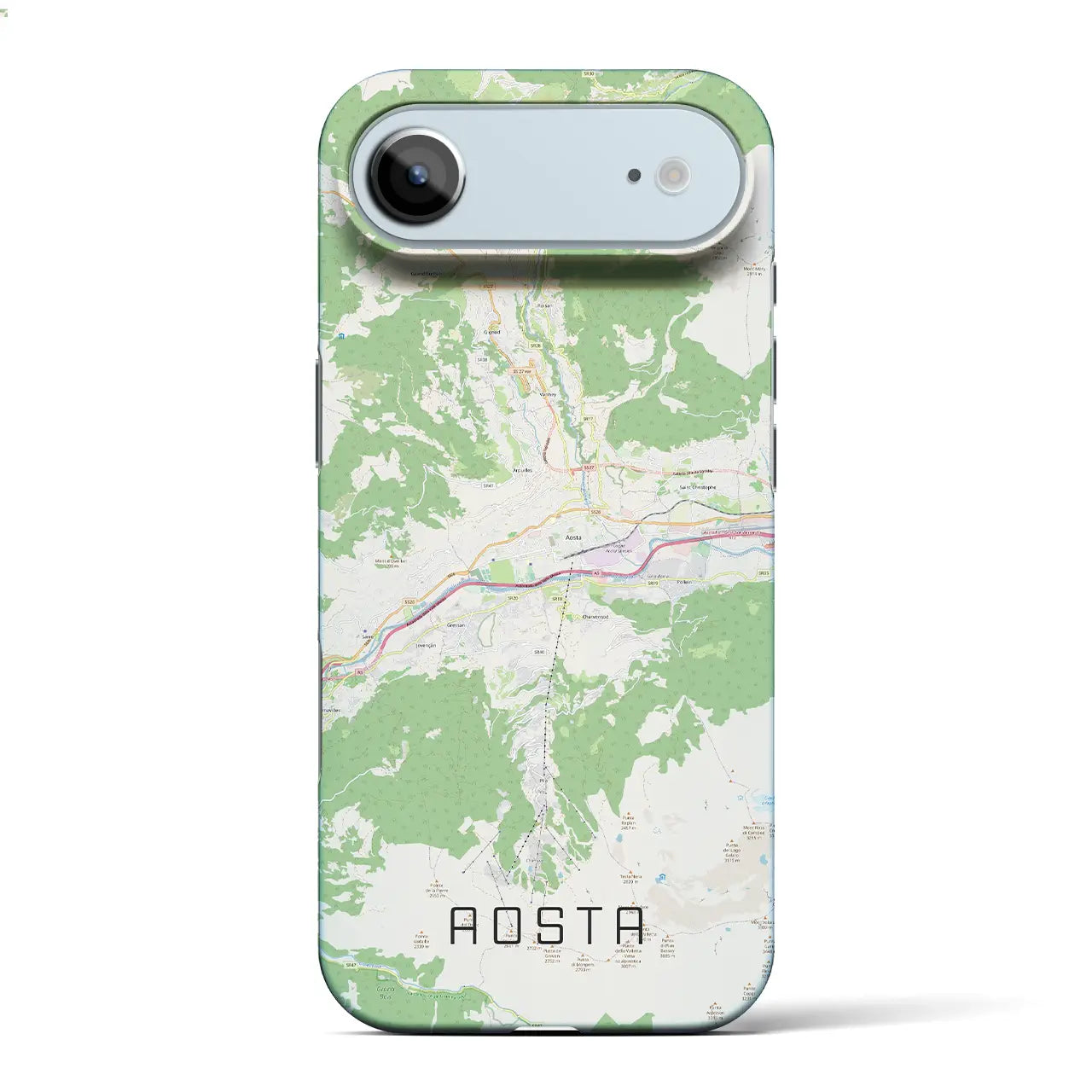 【アオスタ（イタリア）】地図柄iPhoneケース（バックカバータイプ）