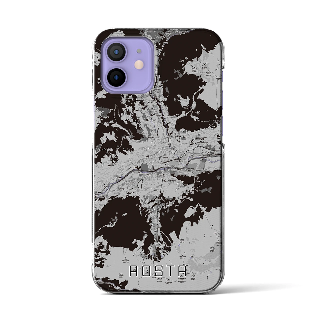【アオスタ（イタリア）】地図柄iPhoneケース（クリアタイプ）