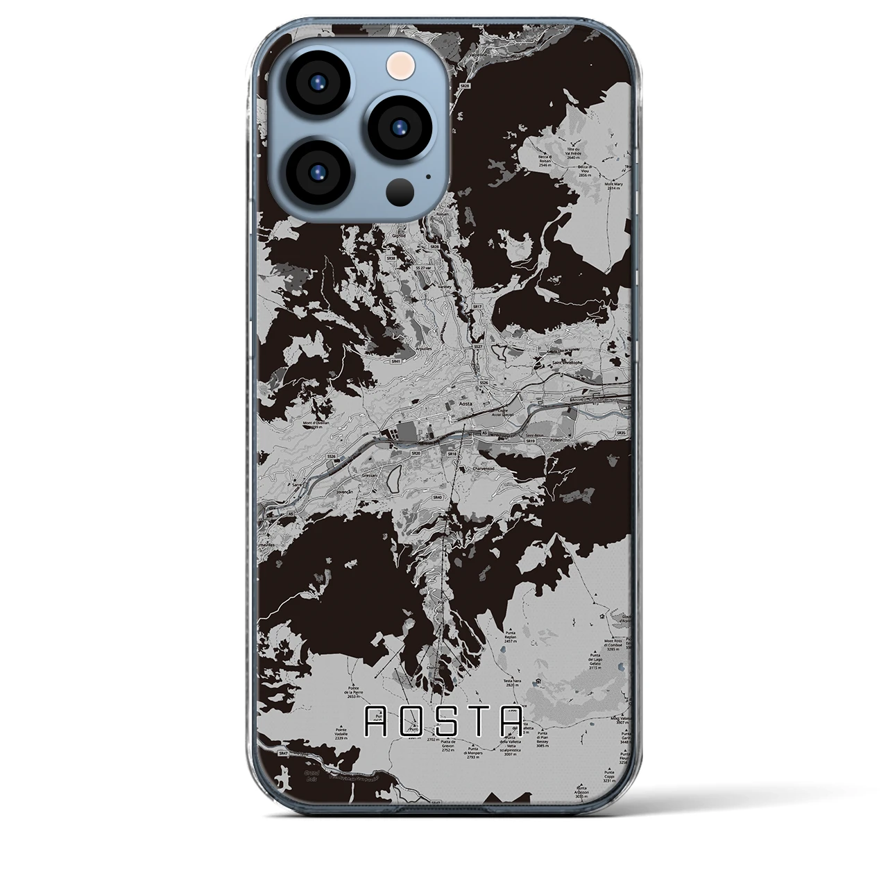 【アオスタ（イタリア）】地図柄iPhoneケース（クリアタイプ）