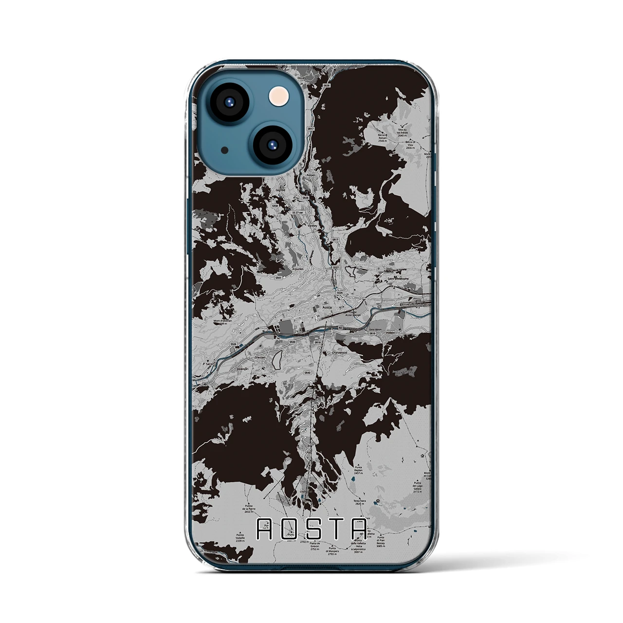 【アオスタ（イタリア）】地図柄iPhoneケース（クリアタイプ）