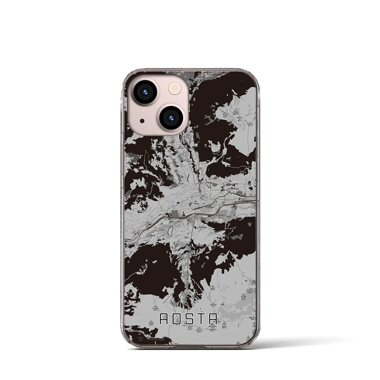 【アオスタ（イタリア）】地図柄iPhoneケース（クリアタイプ）