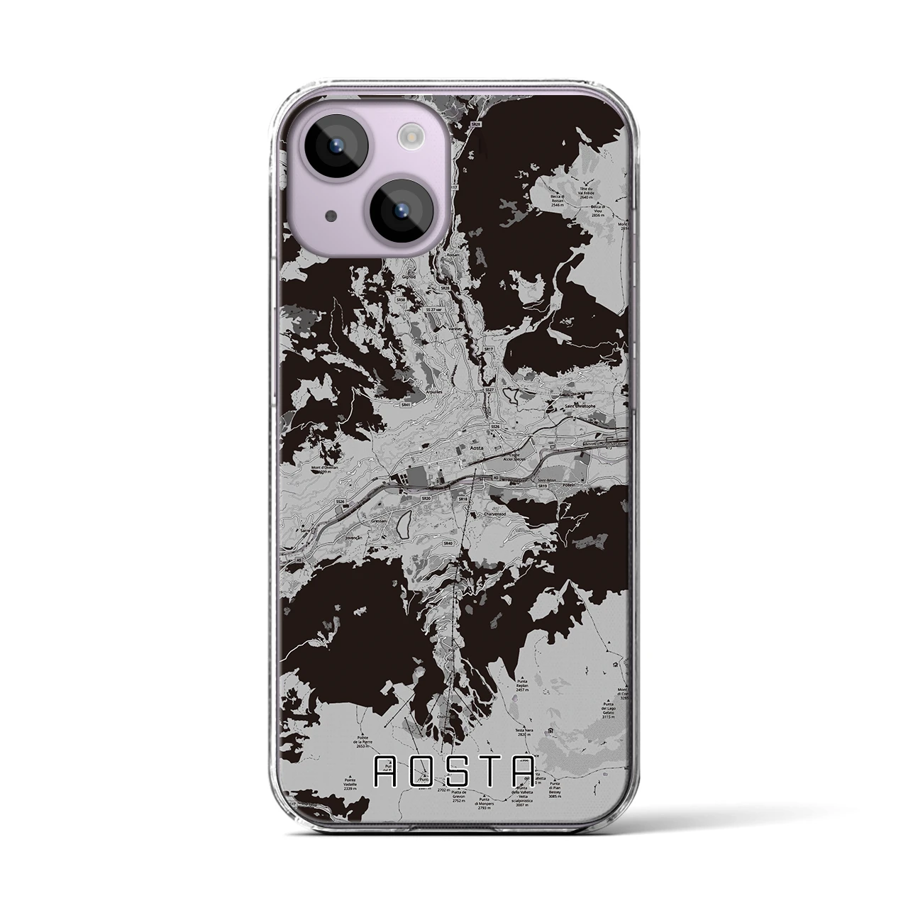 【アオスタ（イタリア）】地図柄iPhoneケース（クリアタイプ）