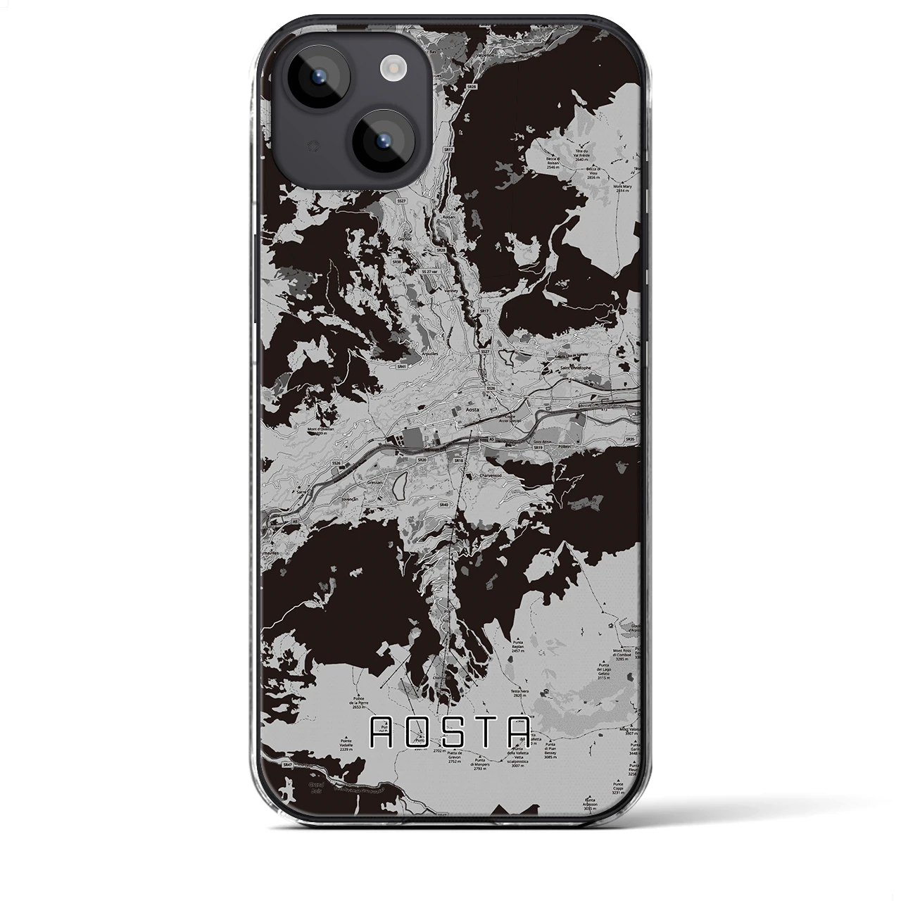 【アオスタ（イタリア）】地図柄iPhoneケース（クリアタイプ）