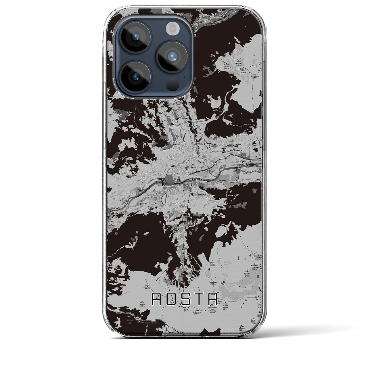 【アオスタ（イタリア）】地図柄iPhoneケース（クリアタイプ）