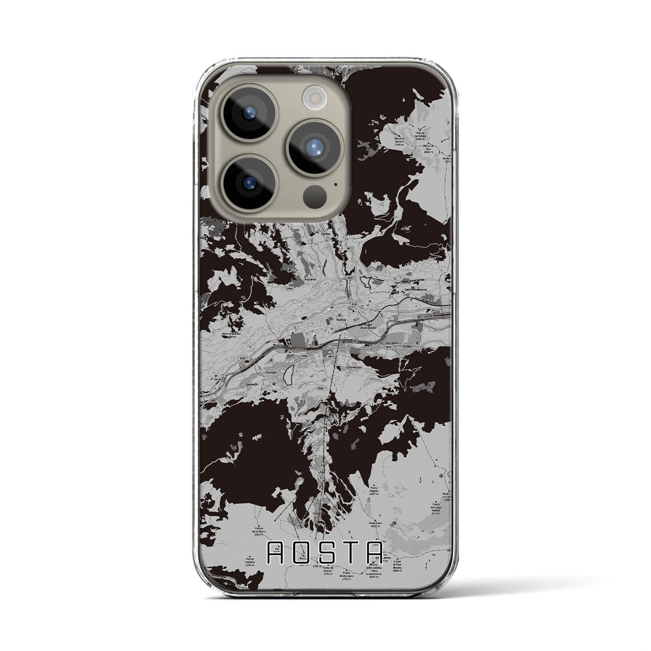 【アオスタ（イタリア）】地図柄iPhoneケース（クリアタイプ）